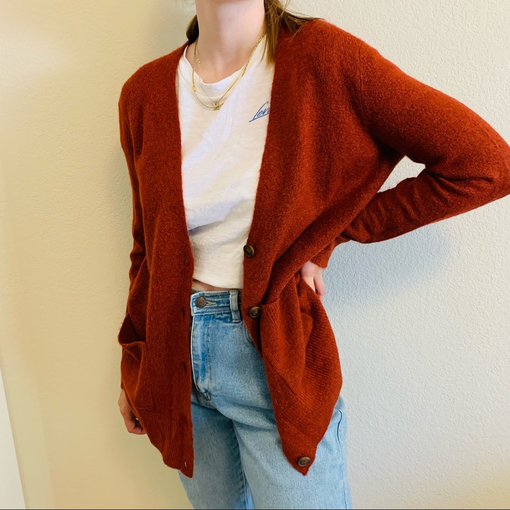 Soft red button up Cardigan sweater long sleeve